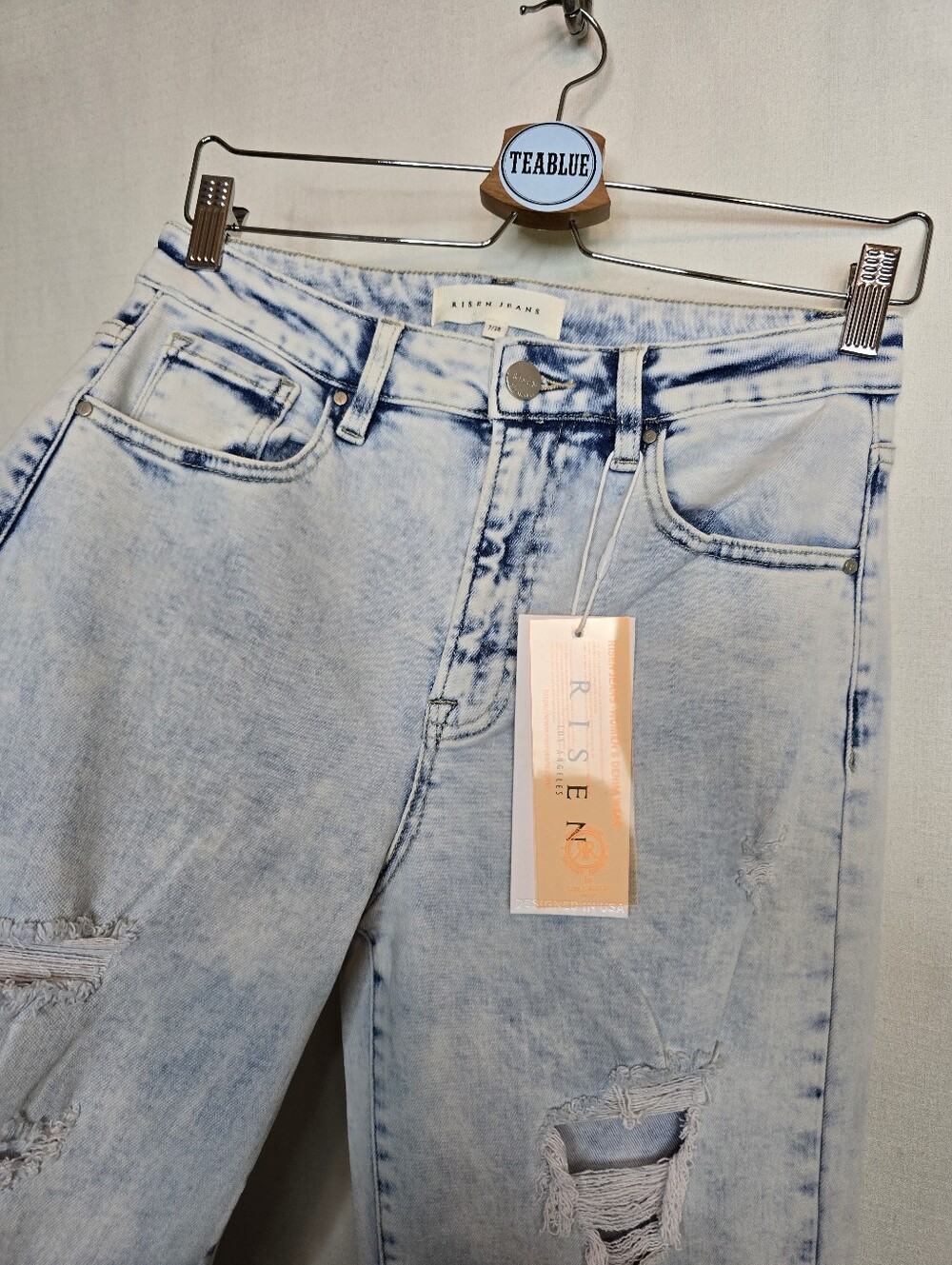 LAST PAIR! Risen Georgia Light Wash Wide Leg Long Tall Jeans 7/28 NWT - Picture 8 of 14